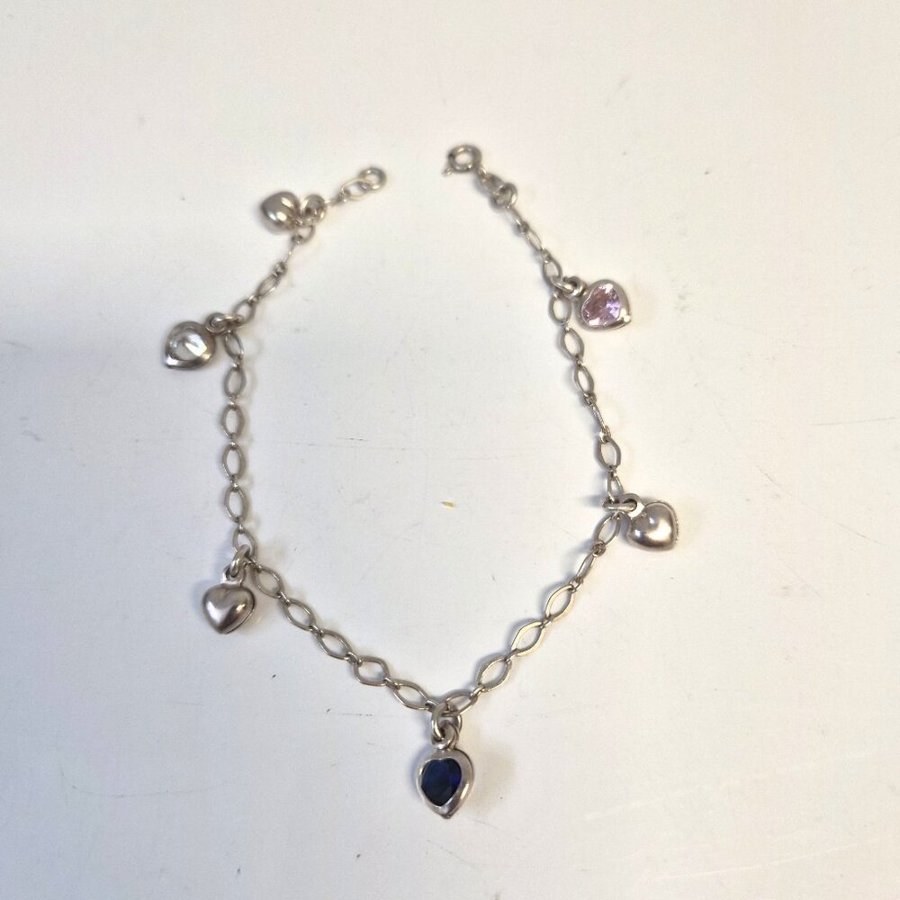 VTG Y2K 925 Italian Heart Charm Bracelet Sweetheart Valentine's Day Gift Dainty